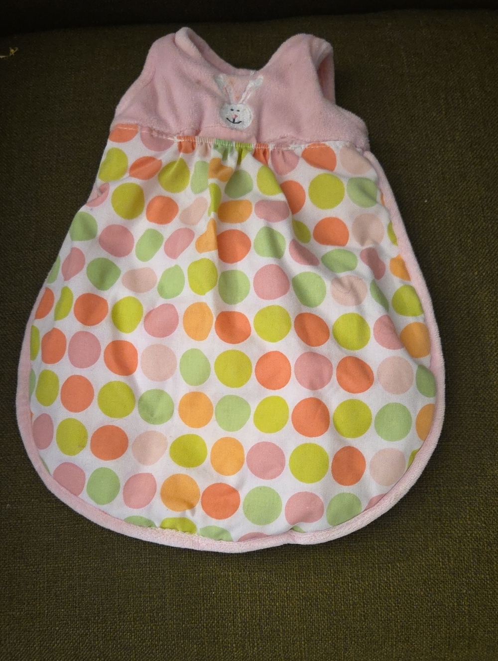 Pink Polka Dot Baby Dress with Bunny Accent
